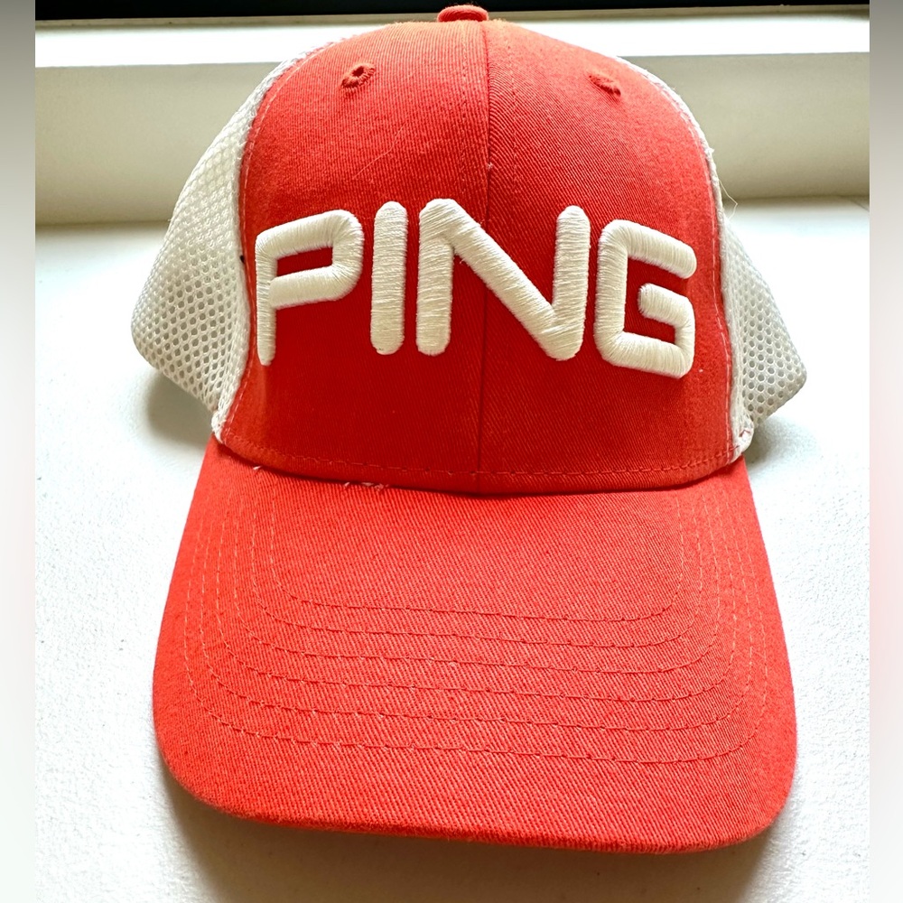 Ping Men’s Cap with White Mesh, Orange & White, Excellent Condition